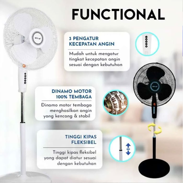 Sekai Kipas Angin Tumpu Stand Fan Biru 16 Inch - SFN 1621